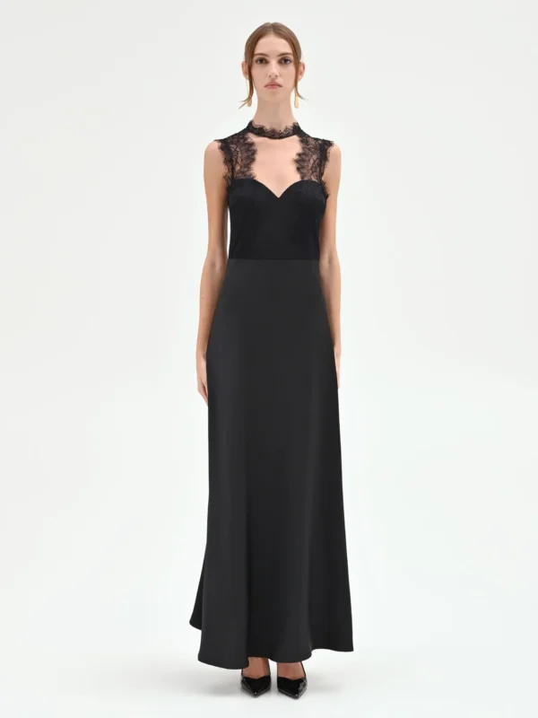 šaty luxusné spoločenské čierne čipkované Rinascimento