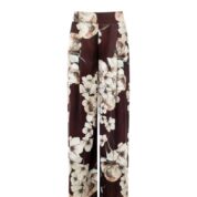 nohavice palazzo letné s kvetmi hnedé Rinascimento