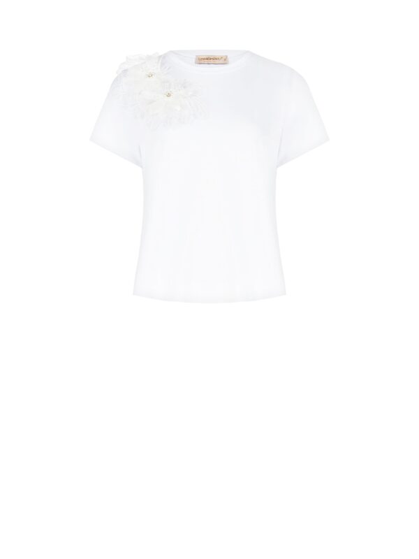 tričko s kvetmi elegantné biele Rinascimento