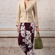 nohavice palazzo letné bordové s kvetmi Rinascimento