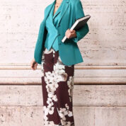 nohavice palazzo letné s kvetmi hnedé Rinascimento