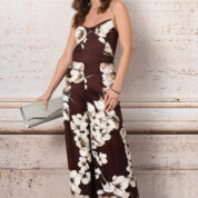 nohavice palazzo letné s kvetmi hnedé Rinascimento