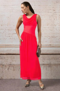 šaty dlhé spoločenské červené Rinascimento