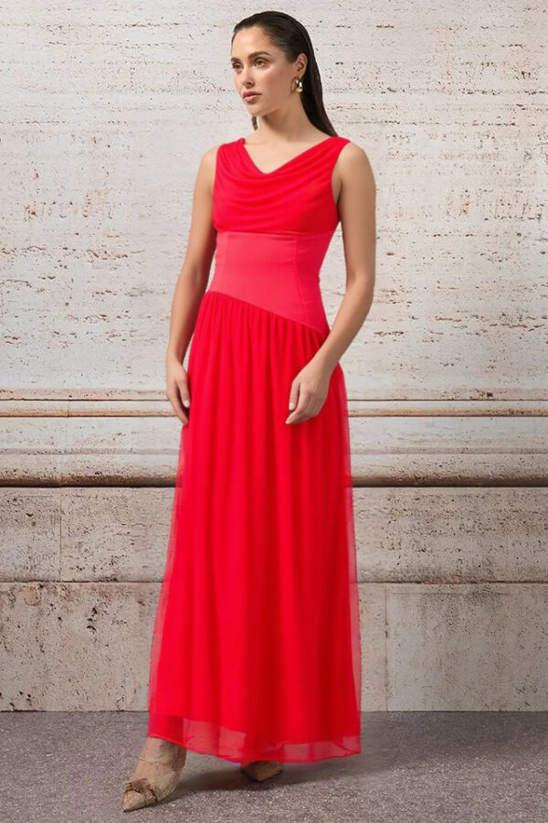 šaty dlhé spoločenské červené Rinascimento