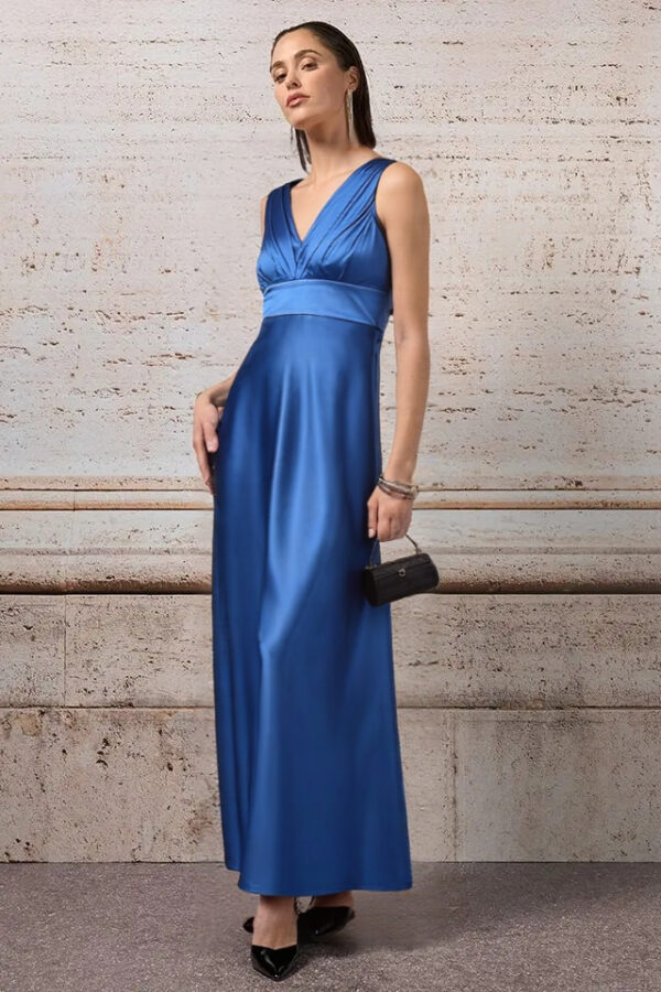 šaty dlhé spoločenské jasné modré Rinascimento