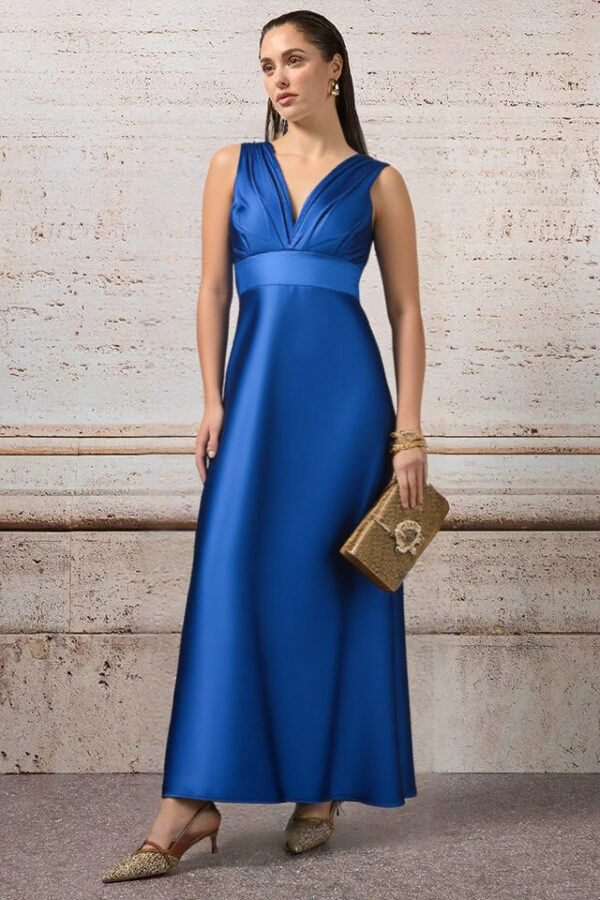 šaty dlhé spoločenské jasné modré Rinascimento