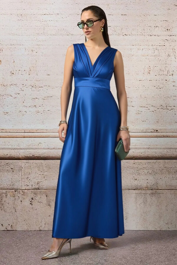 šaty dlhé spoločenské jasné modré Rinascimento