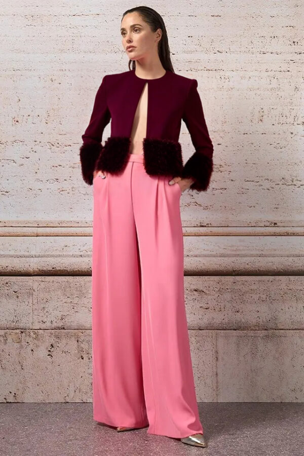 kabát s kožušinou elegantný krátky Rinascimento