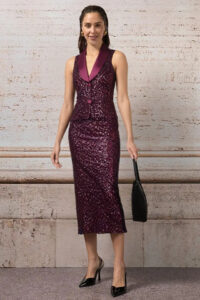 sukňa s flitrami spoločenská bordó Rinascimento