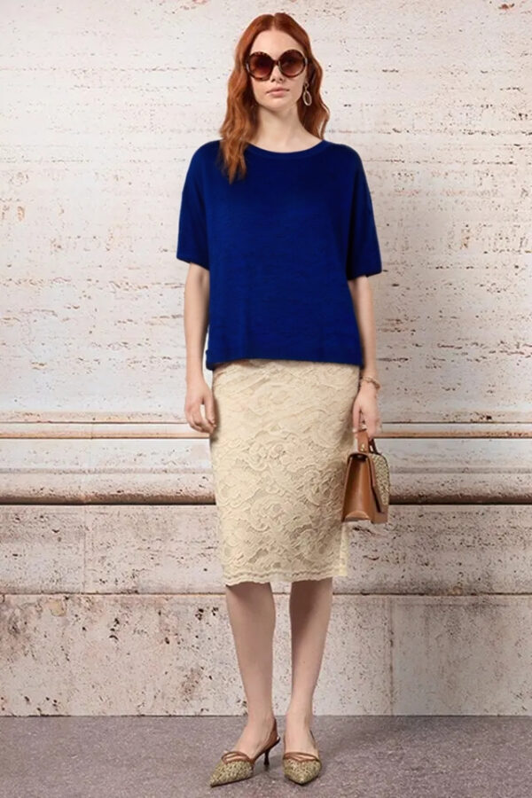 pulóver ľahký pletený modrý Rinascimento