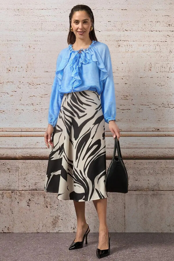 blúzka s volánmi letná nebesky modrá Rinascimento