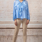 blúzka s volánmi letná nebesky modrá Rinascimento