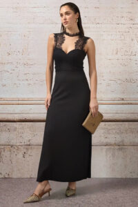 šaty luxusné spoločenské čierne čipkované Rinascimento