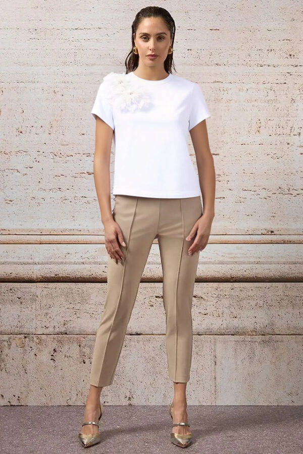 tričko s kvetmi elegantné biele Rinascimento