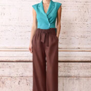 nohavice s viazaním letné hnedé Rinascimento