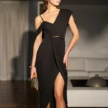 šaty extravagantné spoločenské čierne dlhé Rinascimento