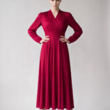 šaty so širokým opaskom elegantné bordové Rinascimento